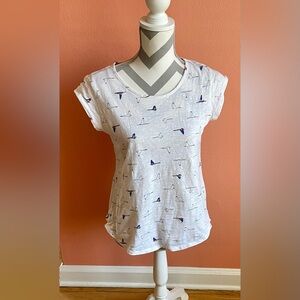 Le Tigre White Tee with Blue and Red Print